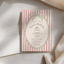 Vintage Striped Birthday Invitation, Whimsical Han Einladung