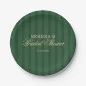 Vintage Striped Classic Script Bridal Shower Pappteller (Vorderseite)