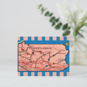 Vintage Striped Pennsylvania Map  Postkarte (Stehend Vorderseite)
