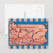 Vintage Striped Pennsylvania Map  Postkarte (Vorne/Hinten)
