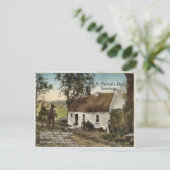 Vintage strohgedeckte Hütte St. Patricks Tag Postk Postkarte (Stehend Vorderseite)