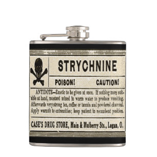 Vintage Strychnin Giftetikett Flachmann