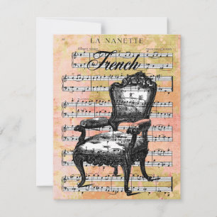 Vintage Stuhl & Musik Einladungen