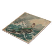 Vintage stürmische See mit Meerjungfrau  Fliese (Seite)
