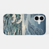 Vintage stürmische Wellen iPhone 16 Hülle (Rückseite (Horizontal))
