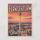 Vintage Stuttgarter Fernsehturm deutscher Fernseht Postkarte (Vorderseite)