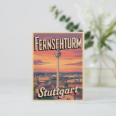 Vintage Stuttgarter Fernsehturm deutscher Fernseht Postkarte (Stehend Vorderseite)