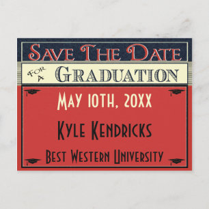 Vintage Style Abschluss Save The Date Postkarte