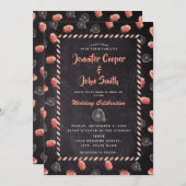 Vintage Style Airmail Bike Rose Chalkboard Reisen Einladung (Vorne/Hinten)