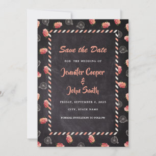Vintage Style Airmail Bike Rose Chalkboard Reisen Save The Date