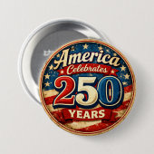 Vintage-Style America's 250th Birthday Button (Vorne & Hinten)