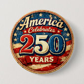 Vintage-Style America's 250th Birthday Button (Vorderseite)