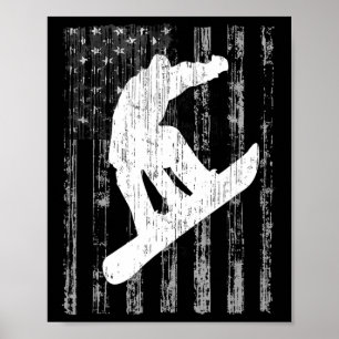 Vintage Style Amerikanische Flagge T-Shirt Snowboa Poster