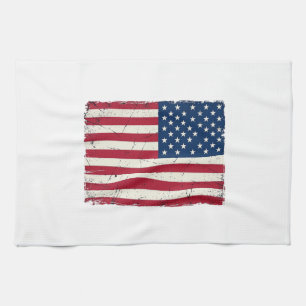 Vintage-Style Amerikanische Flagge Vektor-Shirt-De Geschirrtuch
