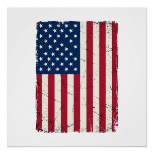 Vintage-Style Amerikanische Flagge Vektor-Shirt De Poster