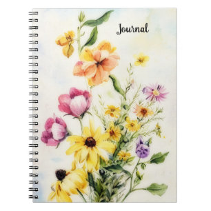 Vintage Style Aquarell Blumen Persönliches Tagebuc Notizblock