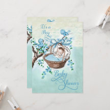 Vintage Style Baby Boy & Vögel Baby Shower