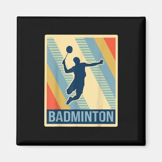 Vintage Style Badminton T-Shirt  Magnet (Vorne)
