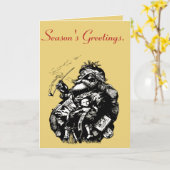 Vintage Style Black Ink Illustration Of Santa Karte (Gelbe Blume)