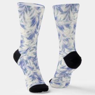 Vintage Style Blattmuster verrückte Socken in Blau