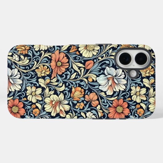 Vintage-Style blaue botanische Muster-Hülle-M Case-Mate iPhone Hülle (Rückseite (Horizontal))
