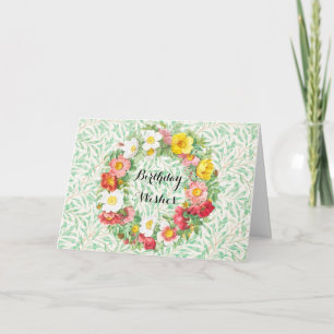Vintage Style Blume Blumenschrift Geburtstagskarte Karte
