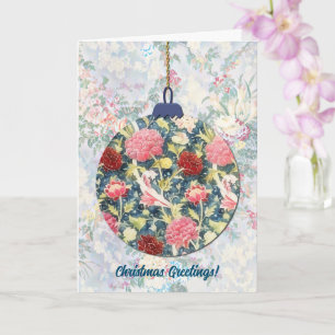 Vintage-Style-Blumen-Weihnachtsschmuck-Kunst in Bl Karte