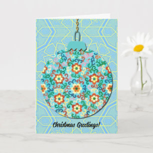Vintage-Style-Blumenornament-Kunst-Weihnachtskarte Karte