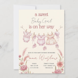 Vintage Style Boho Baby Shower Einladung für Mädch