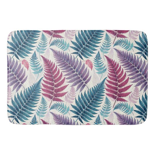 Vintage-style botanical fern leaves badematte (Vorderseite)