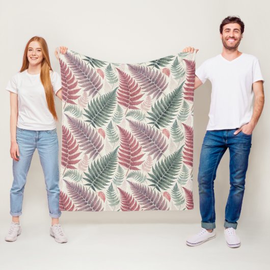 Vintage-style botanical fern leaves fleecedecke (Beispiel)