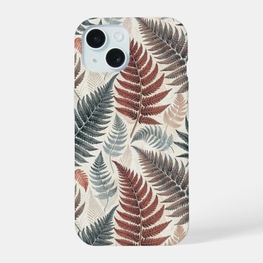 Vintage-style botanical fern leaves iPhone 15 hülle (Rückseite)
