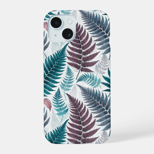 Vintage-style botanical fern leaves iPhone 15 hülle (Rückseite)