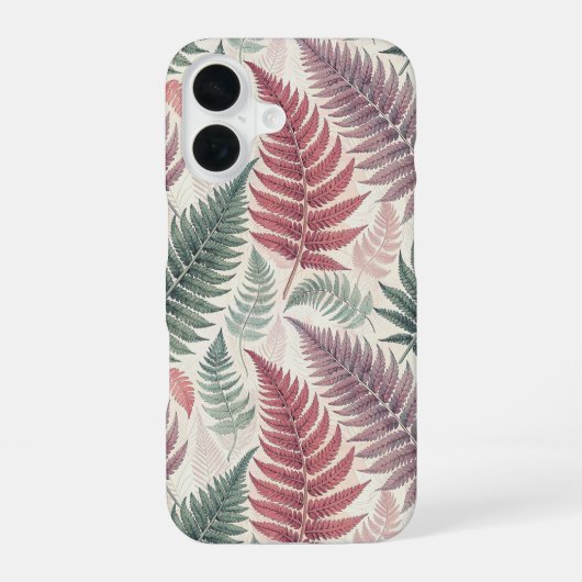 Vintage-style botanical fern leaves iPhone 16 hülle (Rückseite)