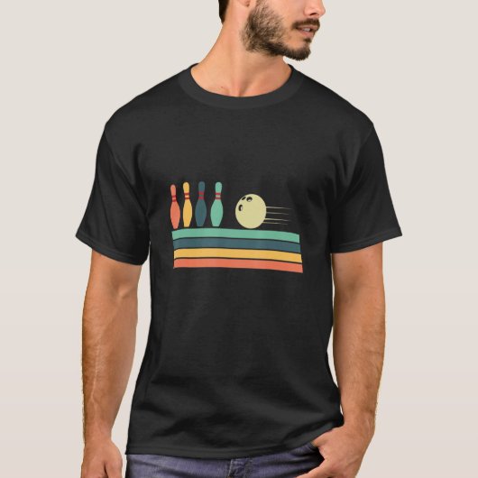 Vintage Style Bowling Bowling Player Bowler T-Shirt (Vorderseite)