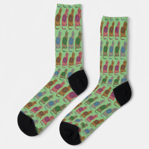 Vintage Style Bunte Katzen Socken