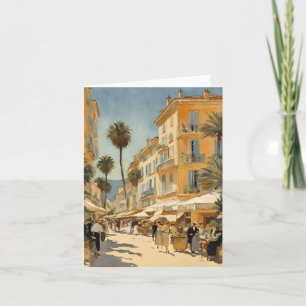 Vintage Style Cannes Französisch Reise Aquarell Feiertagskarte