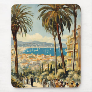 Vintage Style Cannes Französisch Reise Aquarell Mousepad