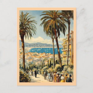 Vintage Style Cannes Französische Reise Aquarell Feiertagspostkarte