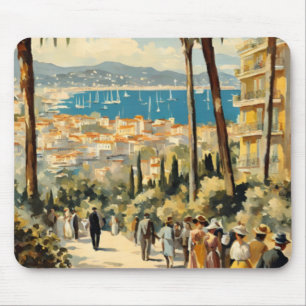 Vintage Style Cannes Französische Reise Aquarell Mousepad
