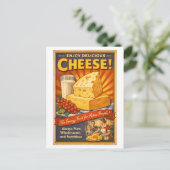 Vintage-Style Cheese Advertisement Postkarte (Stehend Vorderseite)