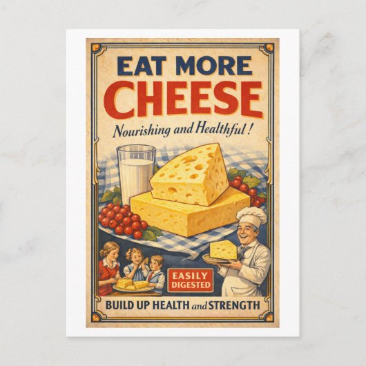 Vintage-Style Cheese Advertisement Postkarte (Vorderseite)