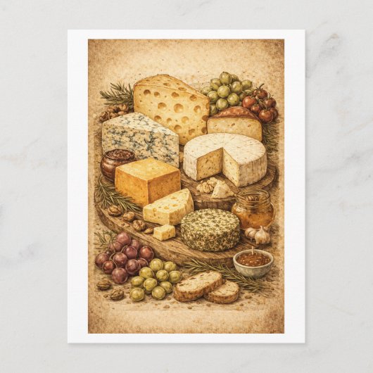 Vintage-Style Cheese Board Postkarte (Vorderseite)
