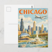 Vintage Style Chicago Travel Postcard Postkarte (Vorne/Hinten)