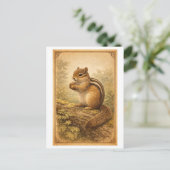 Vintage-Style Chipmunk Illustration Postkarte (Stehend Vorderseite)