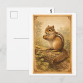 Vintage-Style Chipmunk Illustration Postkarte (Vorne/Hinten)