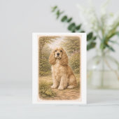 Vintage-Style Cocker Spaniel Postkarte (Stehend Vorderseite)