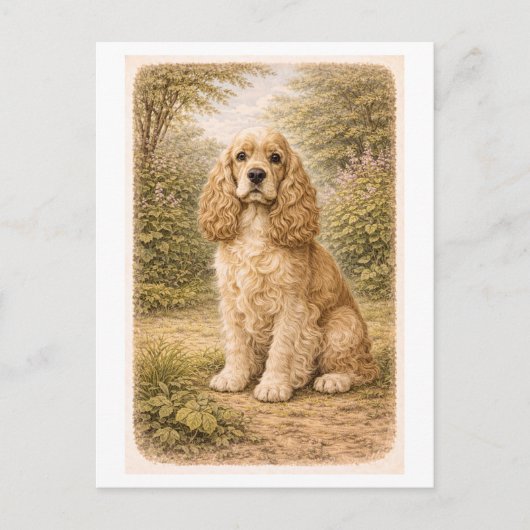 Vintage-Style Cocker Spaniel Postkarte (Vorderseite)