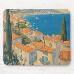 Vintage Style Côte d'Azur Französische Reise Aquar Mousepad