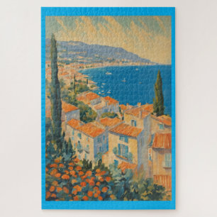 Vintage Style Côte d'Azur Französische Reise Aquar Puzzle